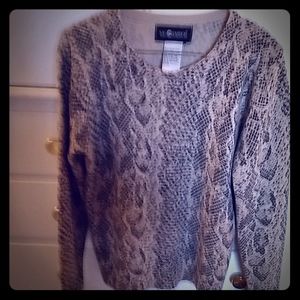 Sag Harbor Brown, tan and black, printed leopard style sweater